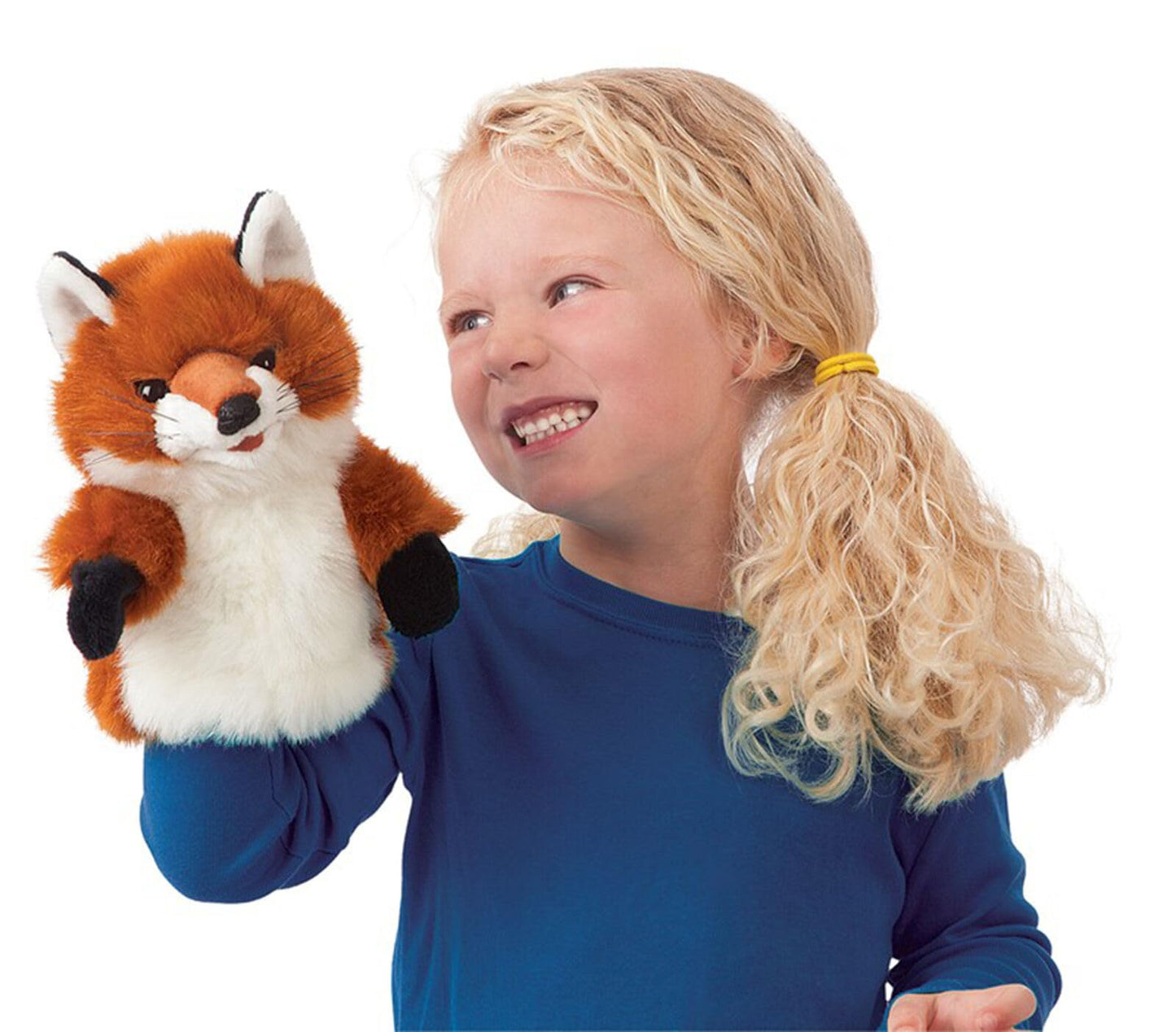 Folkmanis Little Fox Hand Puppet, Red/Dark Brown/White, 8''