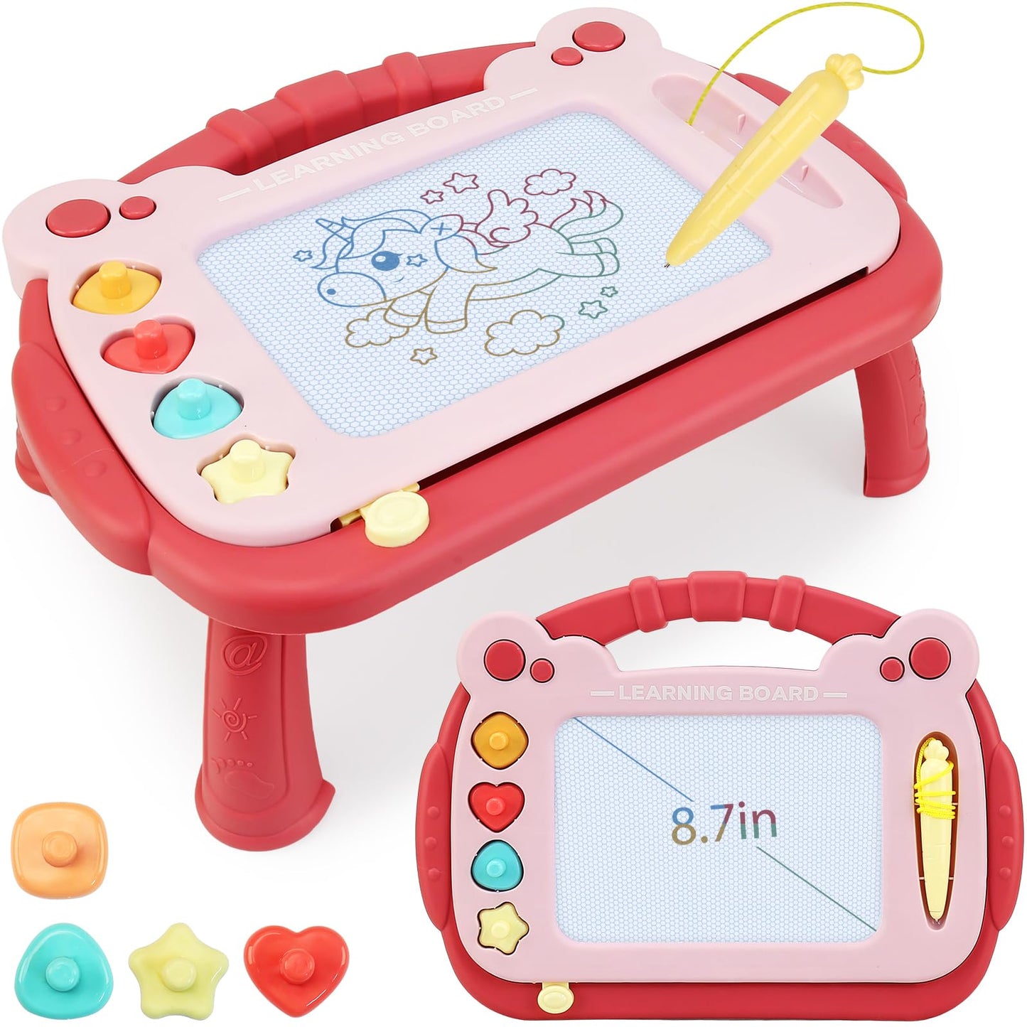 Hcfjeh Magnetic Drawing Board, Sketch Doodle Board Toy, Educational Learning Toys For Toddlers 1-3, Birthday Gift For Boys Girls 2 Year Old(Red)