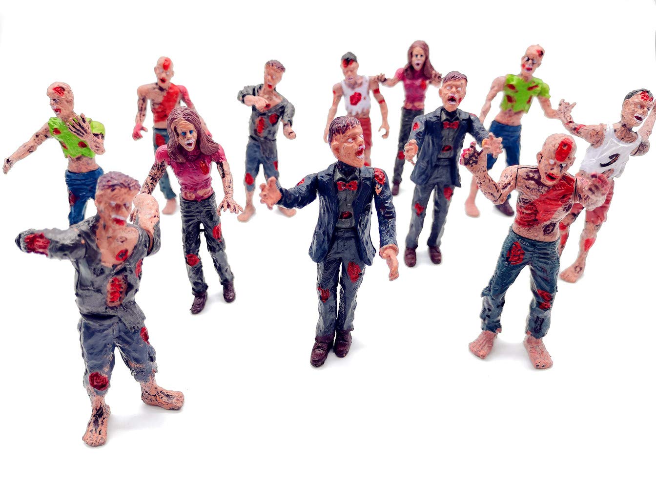 Qiandier Zombie Action Figures Realistic Hand Painted Toy Figurine Models 12Pcs