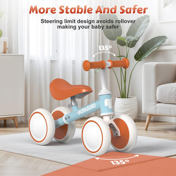 Allobebe Baby Balance Bike For 1 Year Old, Toddler Balance Bike, No Pedal Infant 4 Wheels Baby Walker First Birthday Gift, Mini
