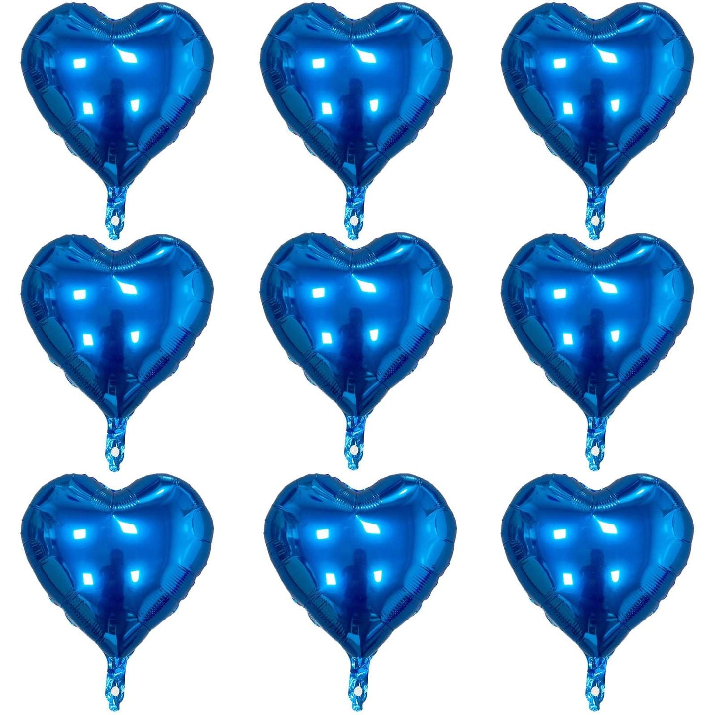 Lovoir 10 Pcs Vibrant Blue Heart Shape Foil Mylar Balloons 18 Inch Love Balloons For Valentine'S Day Birthday Party Decorations