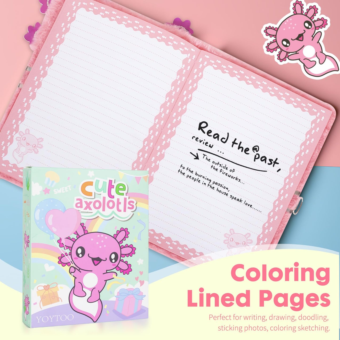 Cat Diary for Girls with Lock and Keys, Plush Cat Journal Notebook for Kids, Secret Lock Diary with 160 Lined Pages for Writing