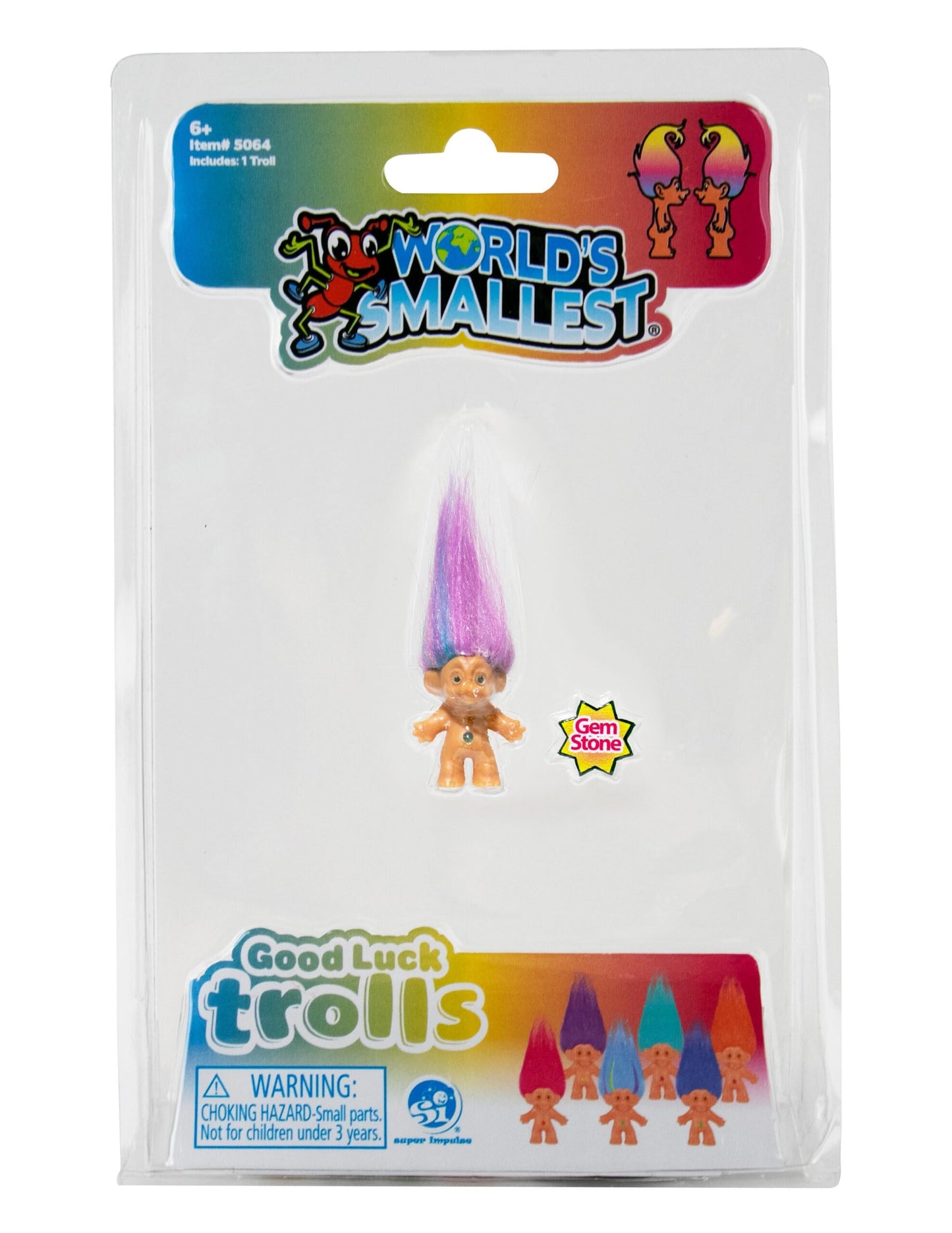 World's Smallest Good Luck Trolls - Mini 1" Toy Figures - Multi-colored - Model 5064 - Collectible with 1.5" Hair - Sold Separately