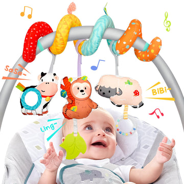 Xixiland Car Seat Toys For Babies 0-6 Months Boy Girl Carseat Toys Hanging Spiral Stroller Toys, Infant Toys Baby Toys 0-6 Month
