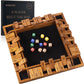 VAMSLOVE Upgraded 14 inches Shut The Box Dice Game Wooden Board Table Math Game with 8+4 Dice for 2-4 Player 4-Sided 10 Number Close The Box for Kids and mature-themed-Instruction Included