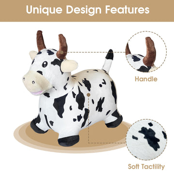 Hotmax Bouncy Cow Hopping Toy, Inflatable Plush Bouncing Horse For Toddlers, Outdoor Ride On Bouncy Farm Animals, Birthday Gift For 18 Months 2 3 4 Year Old Boy Or Girl
