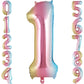 Rainbow Gradient Number 1 Balloon, 40 Inch Big Large Foil Number Balloons, Jumbo Giant Mylar Number 1 Balloons For 1 First Birth