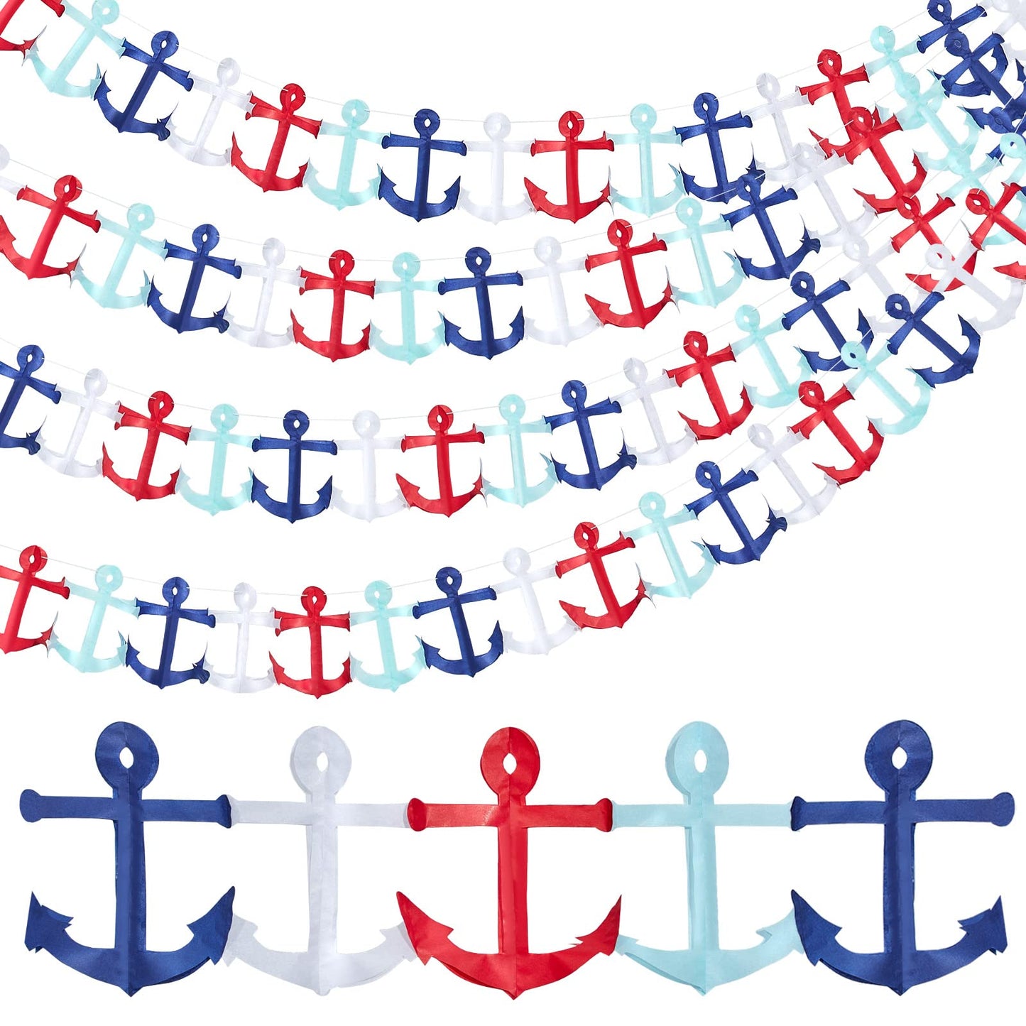 65Ft Nautical Garland Cruise Birthday Decorations Triangle Flags Hanging Banner For Baby Shower Wedding Party Mantel Home Outdoor Garden(8 Pieces)