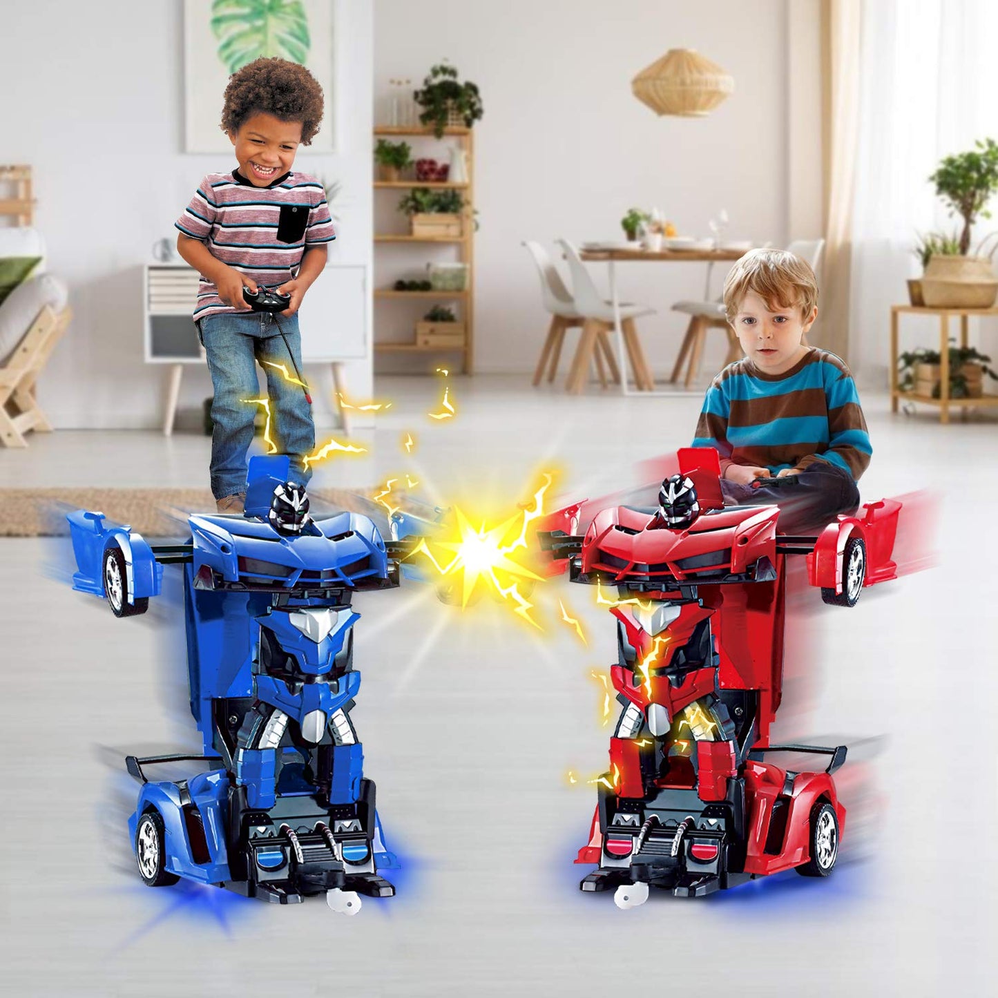 AMENON Remote Control Transform Car Robot Toy for Boys Kids Teens Toys with Lights RC Car 2.4Ghz 1:18 Rechargeable 360   Rotatin
