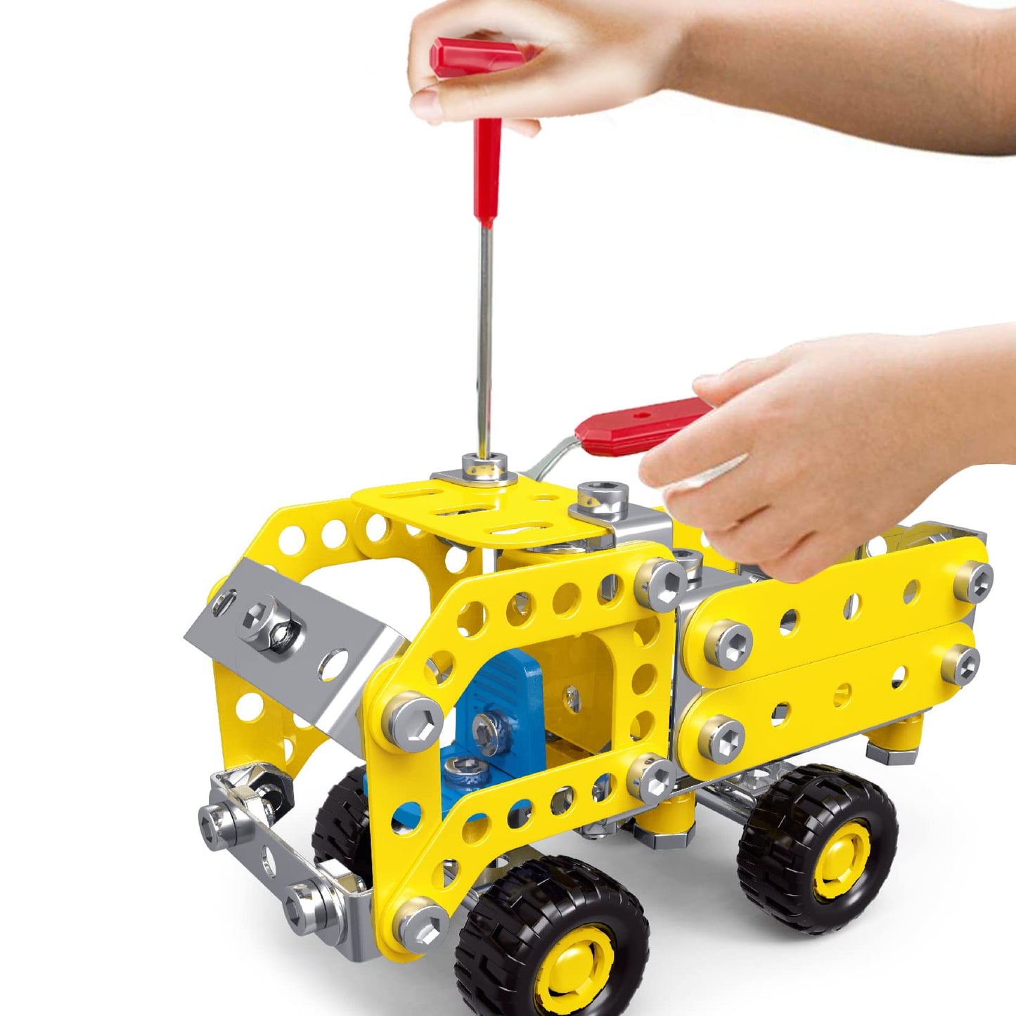 Ferthor Fun 7 in 1 STEM Toys Erector Set for Boys Age 8-12 Learning Engineering Kids Building Blocks Model Kits Metal Construction Toys for Kids 8 9 10 11 12+ Year Old(180PCS No Motor)