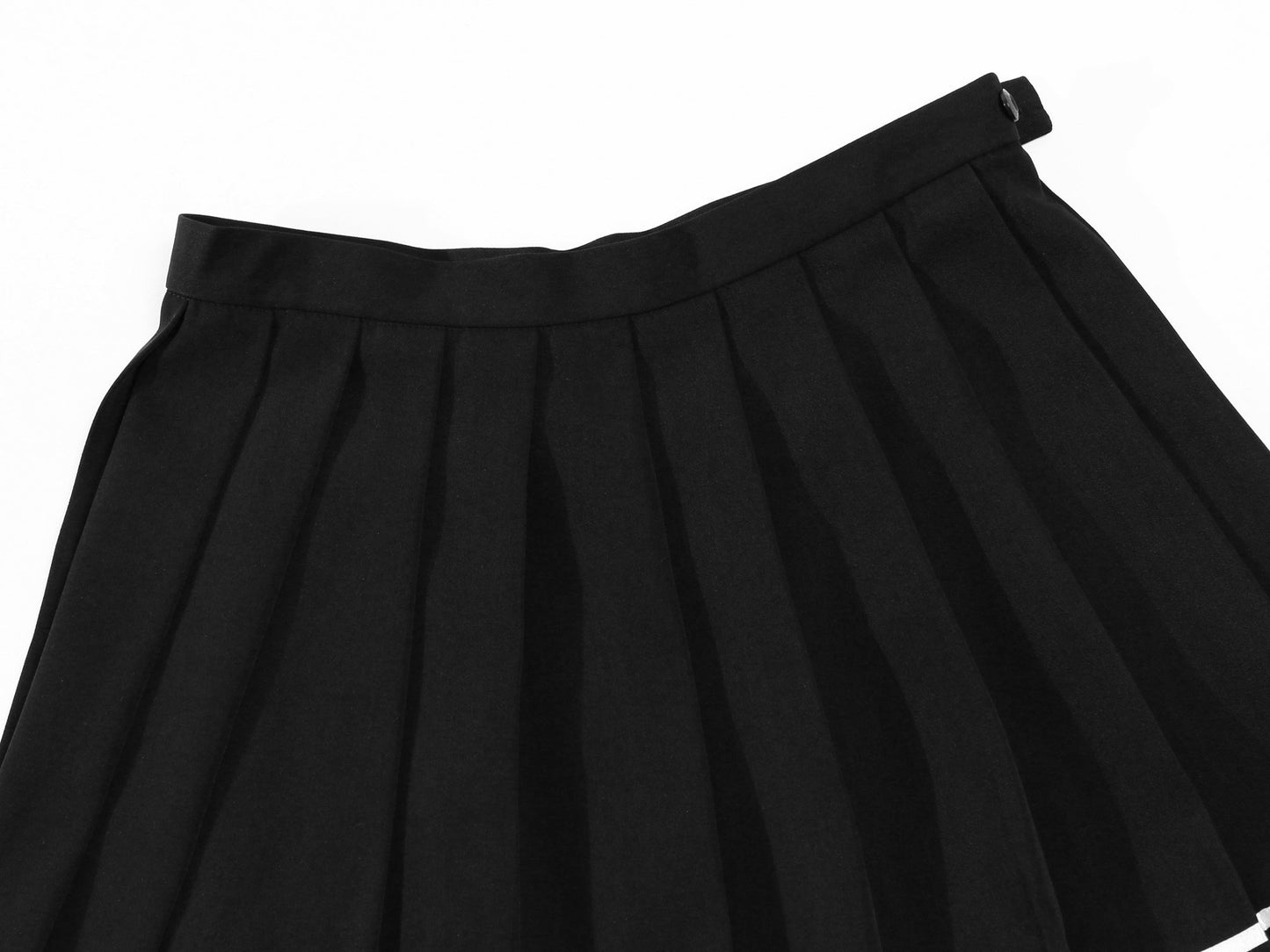 Beautifulfashionlife Girl`S Plaid Check Flat Pleated Skirts School Sailor Suit White Stripes (L,Black)