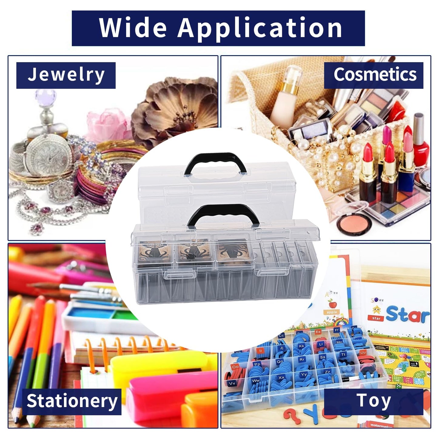 JEPISADI Trading Card Storage Box With 18 independent Baseball Card Box  Portable the transparent card box can perfectly display your cards  card game storage  for Collectible Gaming Boxes Holds 900+C