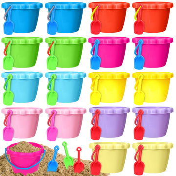 36 Pcs 6'' Sand Buckets And Shovels Bulk Small Plastic Beach Pails Shovels Sand Castle Mold Tools For Summer Beach Pool Party Fa