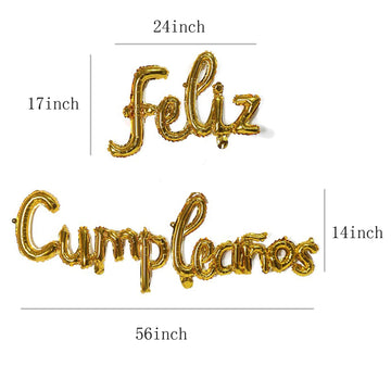 Feliz Cumpleanos Gold Small Letters Conjoined Balloons Feliz Cumpleanos Gold Balloon Happy Birthday Balloons Birthday Banner Dec