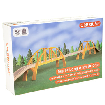 ORBRIUM Super Long Double Span Arch Bridge Almost 5 Ft Long for Wooden Railway Wood Train Tracks Compatible with Thomas, Brio, C