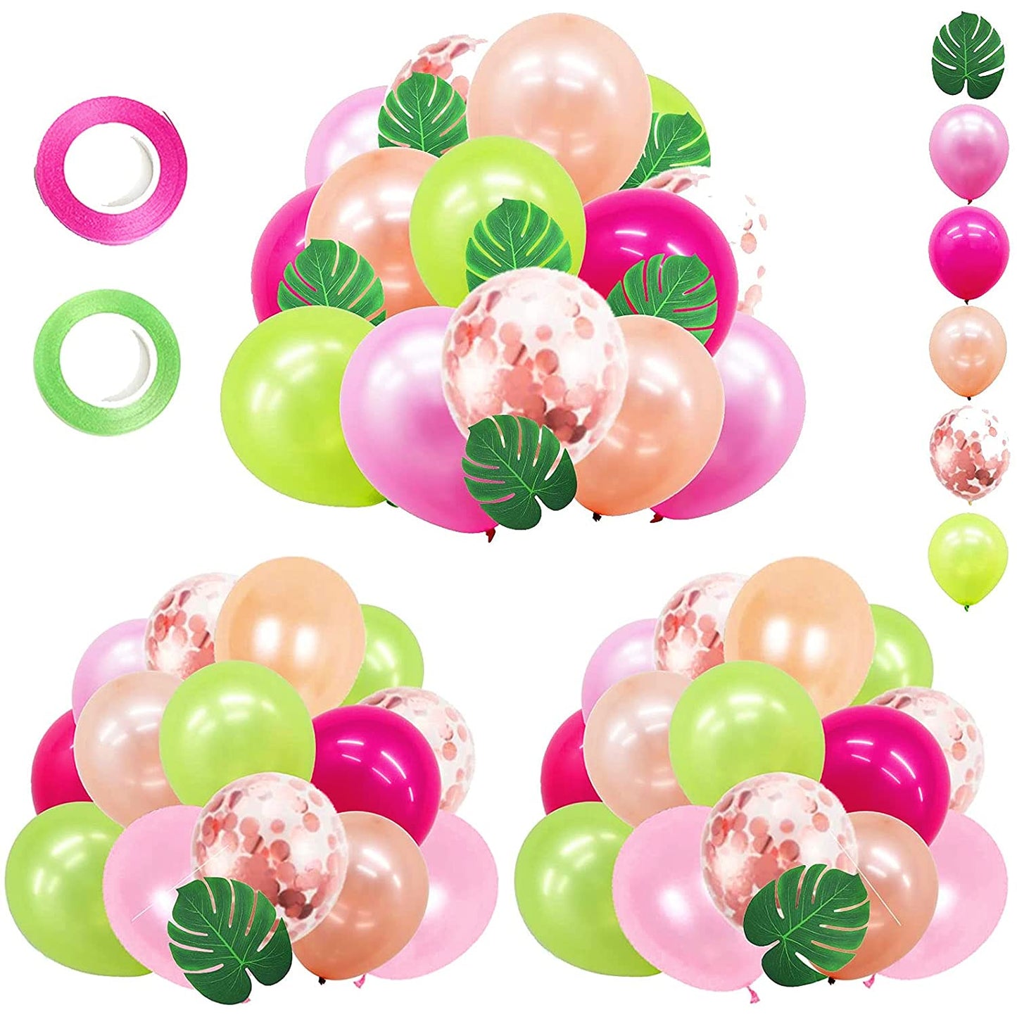 Hawaiian Party Decorations, 68Pcs Tropical Luau Party Decorations Balloons With Palm Leaves For Summer Aloha Moana Tiki Birthday Baby Shower Party Decorations