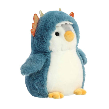 Aurora Playful Pompom Penguin Dragon Stuffed Animal - Vibrant Companions - Endless Fun - Blue 7 Inches