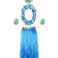 Bajotal Hawaiian Luau Hula Grass Skirt With Large Flower Costume Set For Dance Party Decorations Favors (32'' - Blue)
