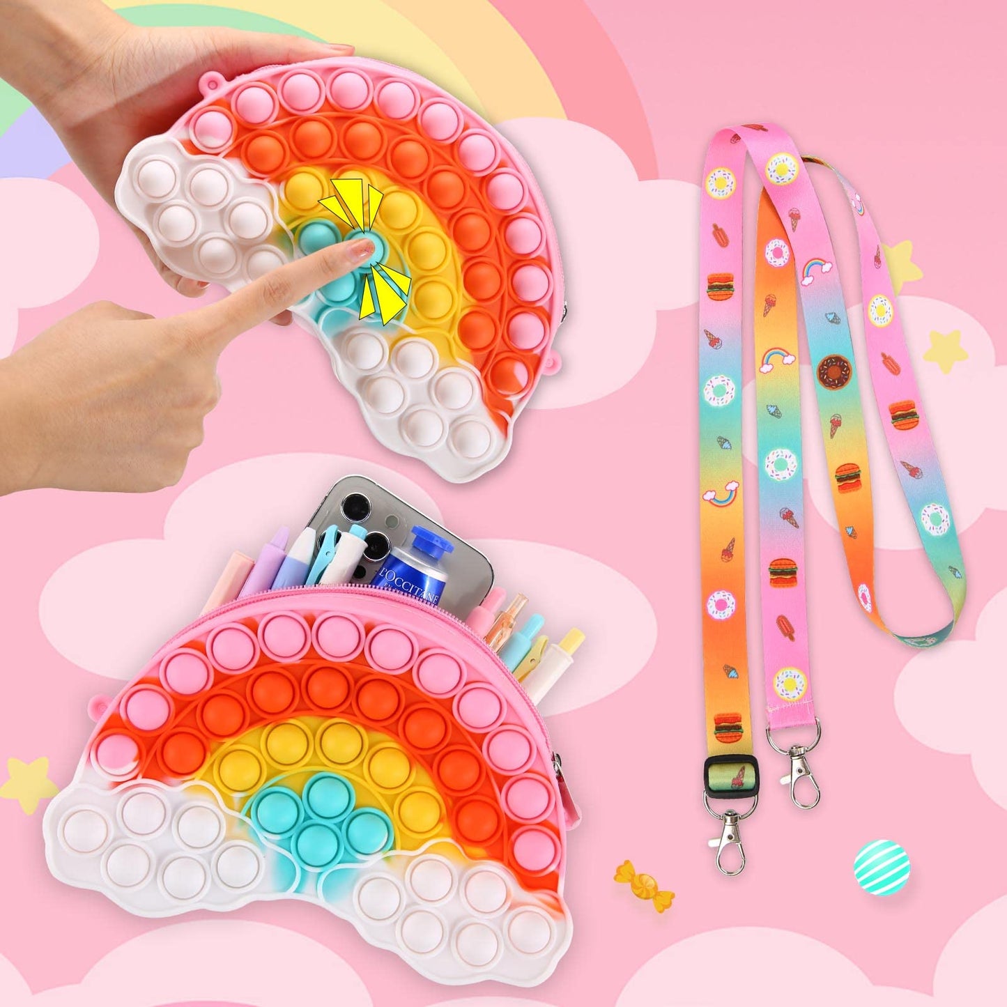 Scione Birthday Gifts For Girls,Valentines Day Gifts For Teens Kids Daughter Sister Her,Pop Purse Fidget Stress Release Toy, Rai
