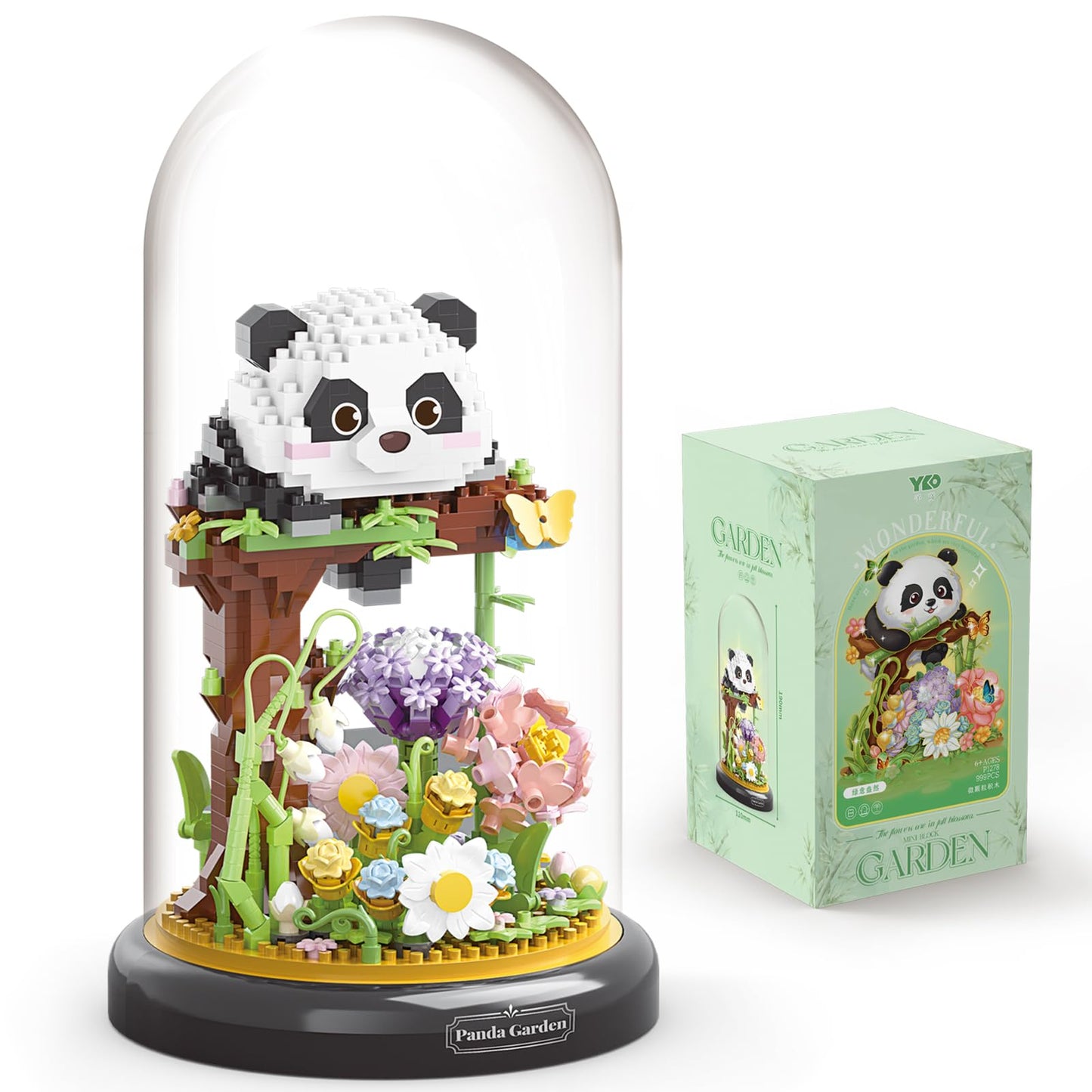 QARULUS Panda Flower Building Set for mature-themed Plant Friend Set Bonsai Tree Party Favors for Kids Animal Building Blocks Valentines New Year Easter Birthday Gift for Boys Girls Age 6-12+(Panda Flowers)