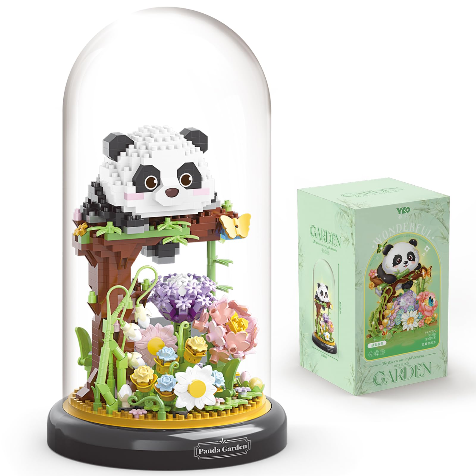 QARULUS Panda Flower Building Set for mature-themed Plant Friend Set Bonsai Tree Party Favors for Kids Animal Building Blocks Valentines New Year Easter Birthday Gift for Boys Girls Age 6-12+(Panda Flowers)