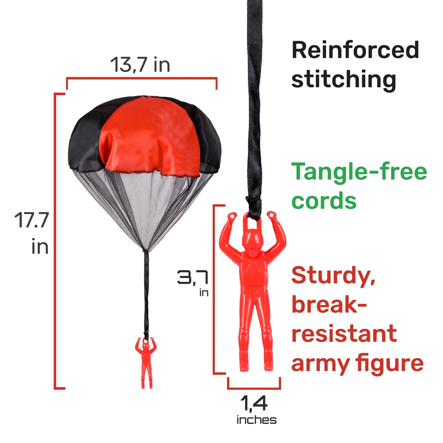 NUTTY TOYS Parachute Toys for Kids - Tangle Free Outdoor Flying Parachute Men  Top Indoor & Outside  3 4 5 6 7 8 9 10 11 12 Year Old  Best Christmas Stocking Stuffers Idea 2025 Unique Boy & Girl Gifts