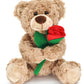 Bakalizoo 12'' Stuffed Teddy Bear Dolls With Rose, Soft Plush Animal Toys For Valentine'S Day Her/Girlfriend Lover Mom Kids Gift