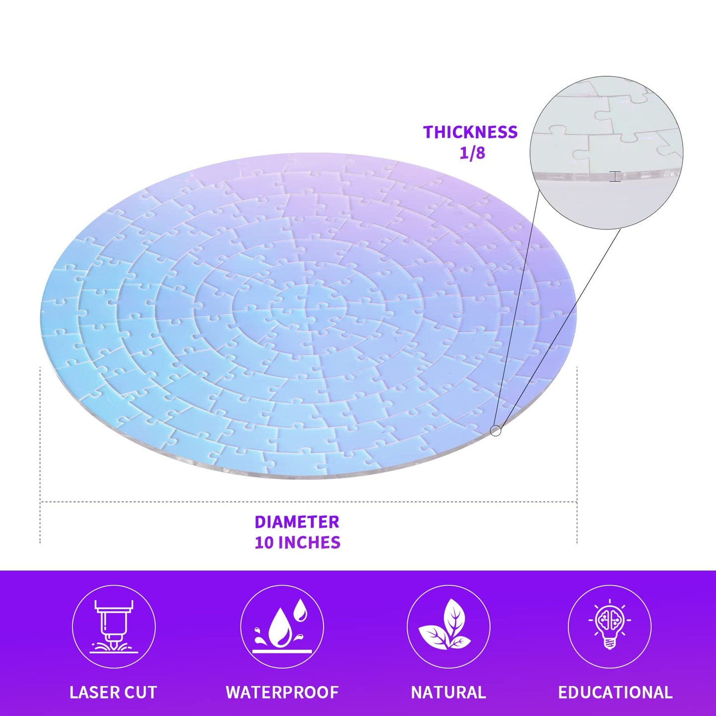 ZZYFGH Round Jigsaw Puzzle - 120 Pieces Color Changing Acrylic - 12x10 Inches - Difficult Challenge for Adults