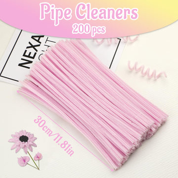 Mnuizu 200pcs Pipe Cleaners,Pipe Cleaners Chenille Stems for Craft, Fuzzy Sticks Christmas Craft Supplies for DIY Art & Creative