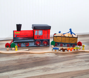 Orbrium Toys Train Shaped Collapsible Toys Storage Bin Organizer For Thomas Wooden Train, Thomas The Tank Engine And Trackmaster, Etc.