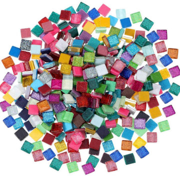 BestTeam Mixed Color Crystal Mosaic Tiles, Transparent Glass Mosaic Tiles Glass for Art Crafts DIY Children Puzzle Handmade Mate