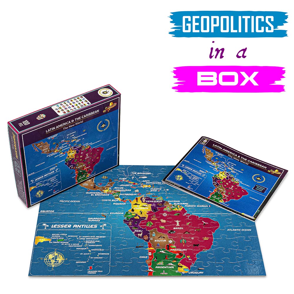 Latin America & Caribbean Map Puzzle - Map Of South America - Jigsaw Puzzle-Educational History - 100 Piece Puzzles -The New Wor