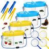 Halloscume 4 Sets Bug Collection Kit for Kids, Explorer Outdoor Kit with Bug Containers for Insects, Magnifying Glass, Tweezers,