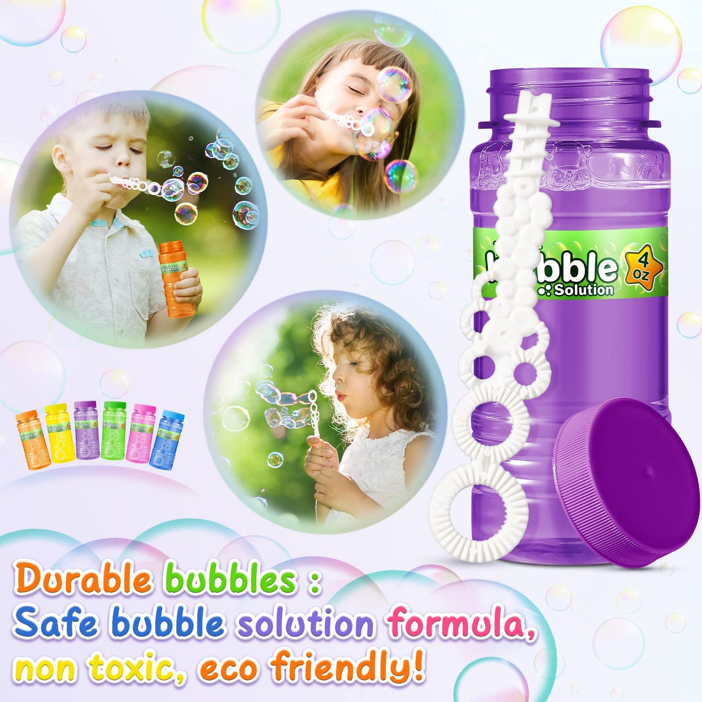 V-Opitos 36 Pack Bubble Bottles With Wands In 6 Colors, 4Oz Bubbles Solution, Bubble Party Favors For Kids, Birthday, School Cla
