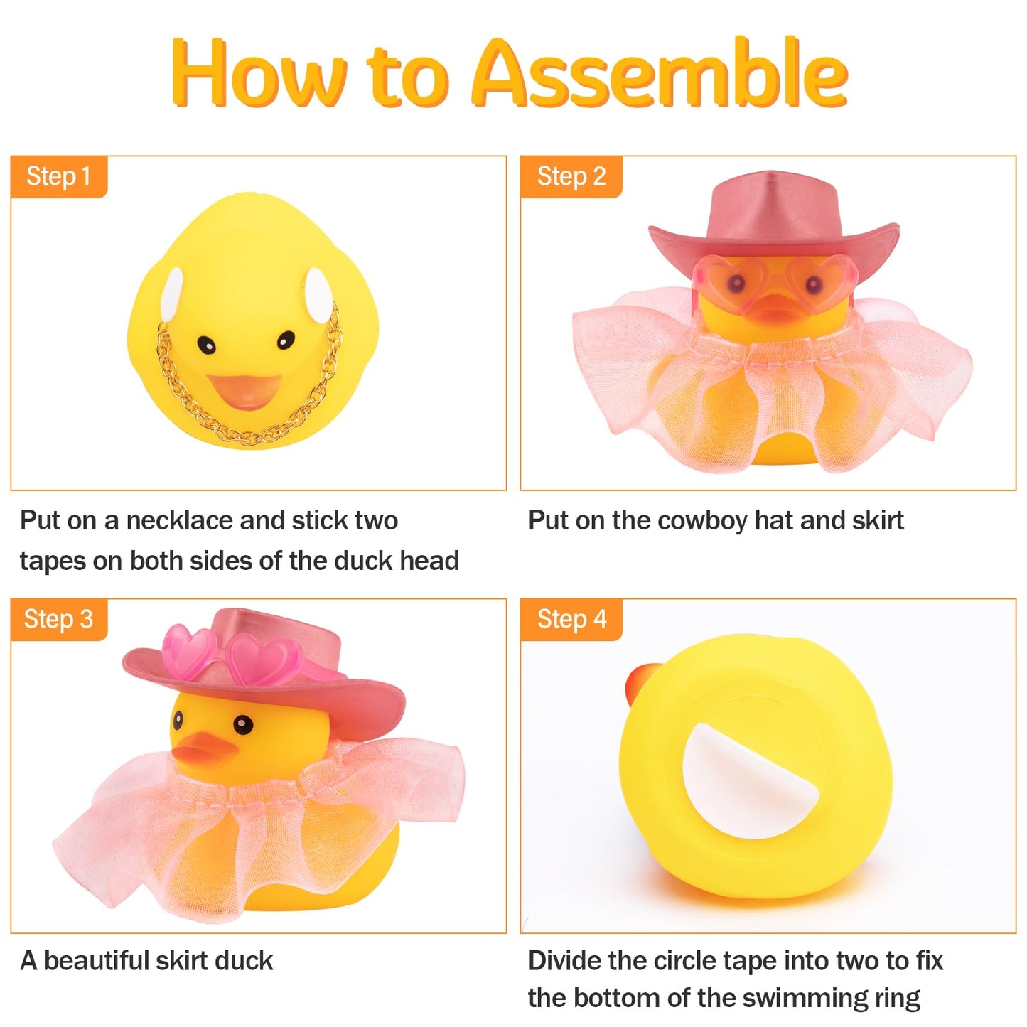Wonuu Rubber Duck Car Ornaments Duck Car Dashboard Decorations For Cute Car Accessories With Dress Heart Shape Sunglasses, White