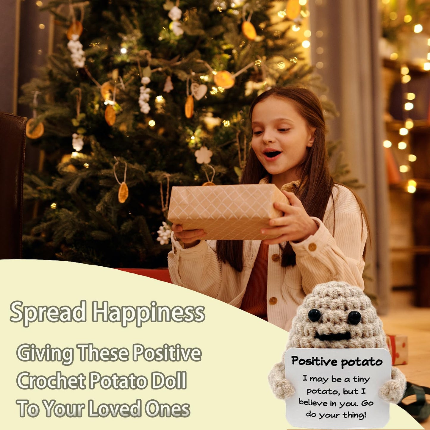 Gkuzus 12Pcs Positive Gifts Crochet Potato Doll Funny Knitted Wool Creative Cute Toy With Positive Card Good Luck Encouragement
