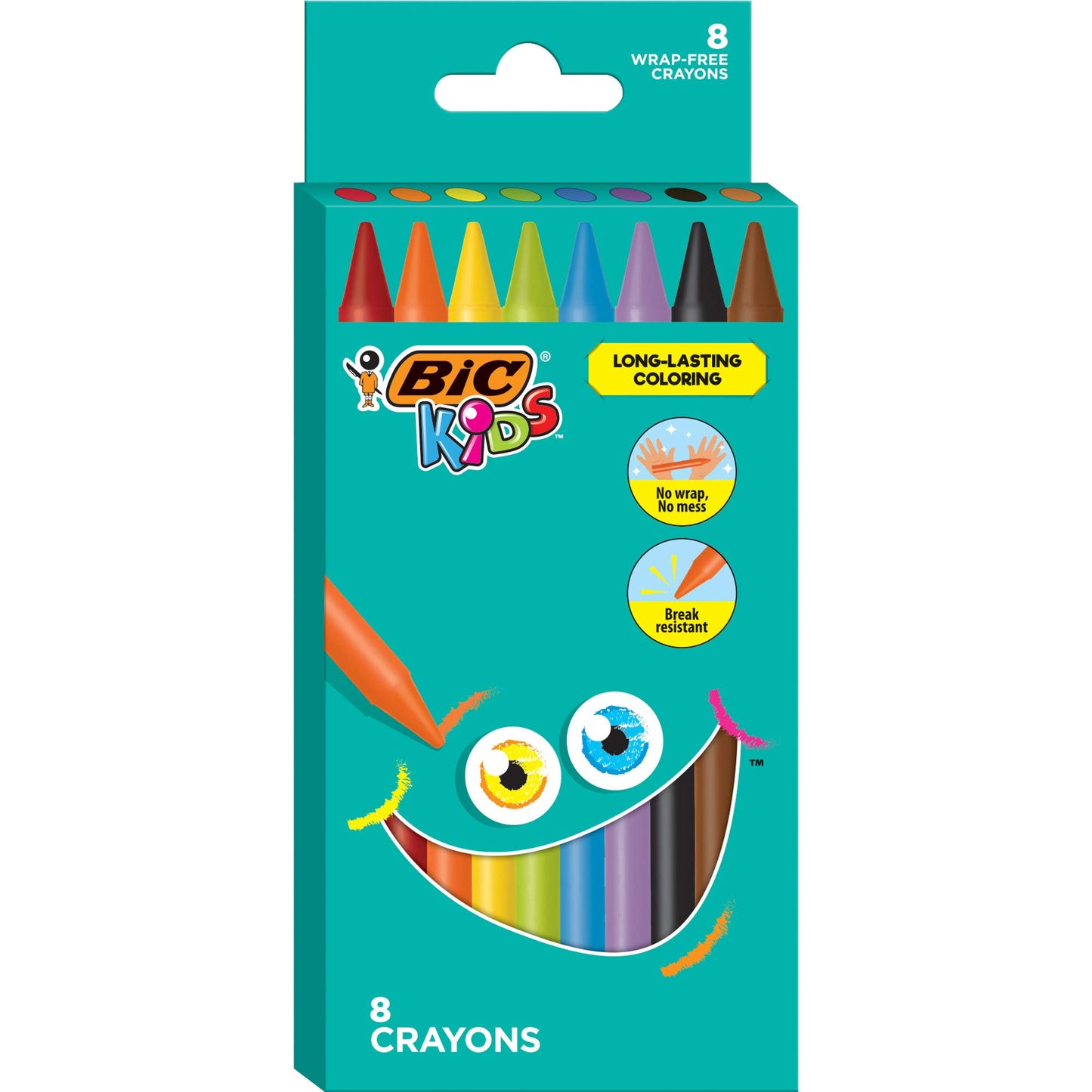 BIC Kids Crayons,GREEN,8 Count (Pack of 1)
