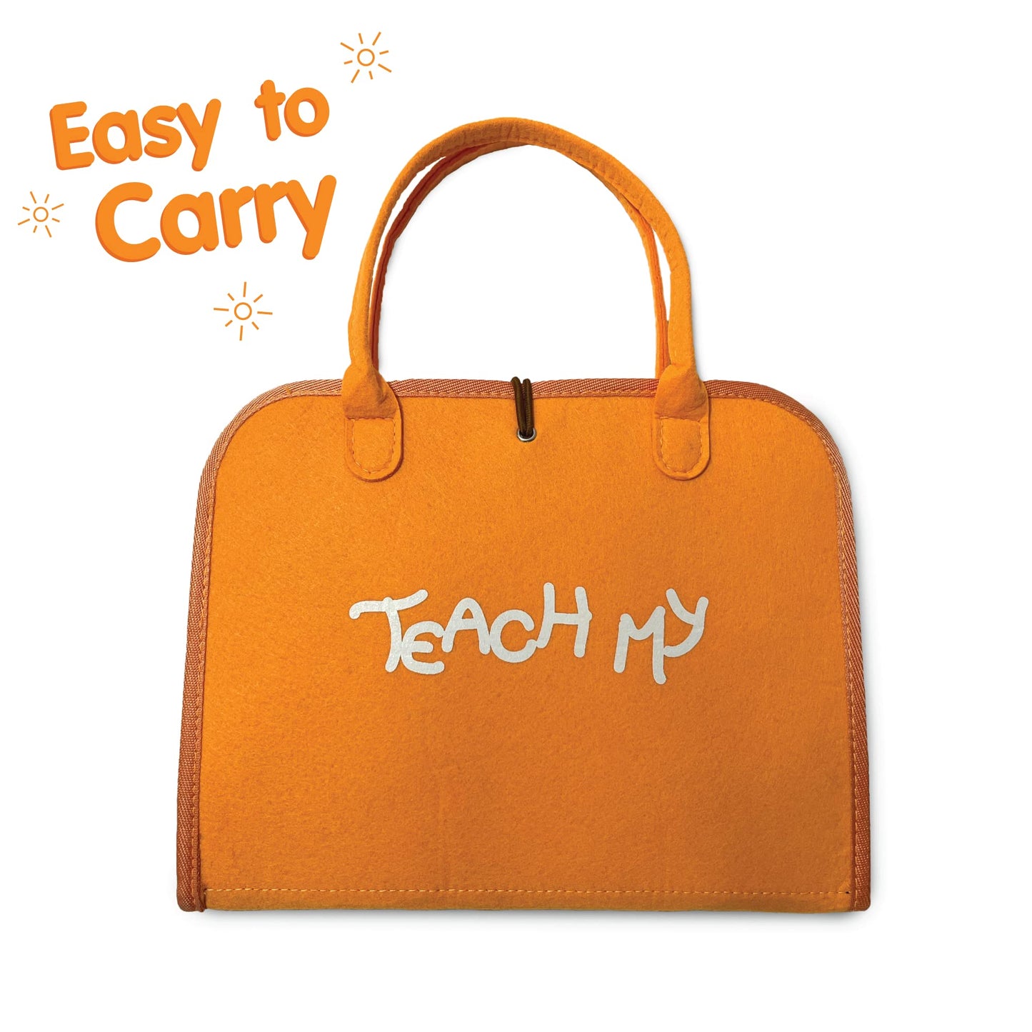 Teach My Busy Board Montessori Toy - Medium Orange Fabric - Educational Sensory Toy for Preschoolers - Model 0061