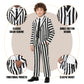 ERCAUX Black and White Striped Suit - Halloween Horror Costume  Scary Cosplay Outfit  Scary Movie Character Dress-Up (140)