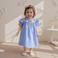 Toddler Girl Back To School Clothes Embroidery Smocked Dress Doll Collar Sundress First Day Of Pre Kindergarten Outfit (Ghost Pu