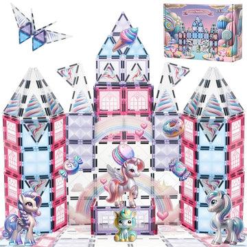 Little Pi Unicorn Toys For Girls Age 4-6 - Unicorn Magnetic Tiles Frozen Toys For Girls Age 4-7 - 3 Year Old Girl Gifts 4 Year Old Girl Birthday Gifts Magnetic Blocks Age 3 4 5 6 7 8