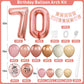 70Th Birthday Decorations For Women,Rose Gold 70Th Birthday Balloon Arch Garland Kit With Happy 70Th Birthday Number 70 Foil Bal