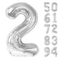 Silver 2 Balloon, Number Balloonss 40 Inch, 2Nd Balloon Number Birthday Decorations, Two Second Birthday Party Supplies, Number