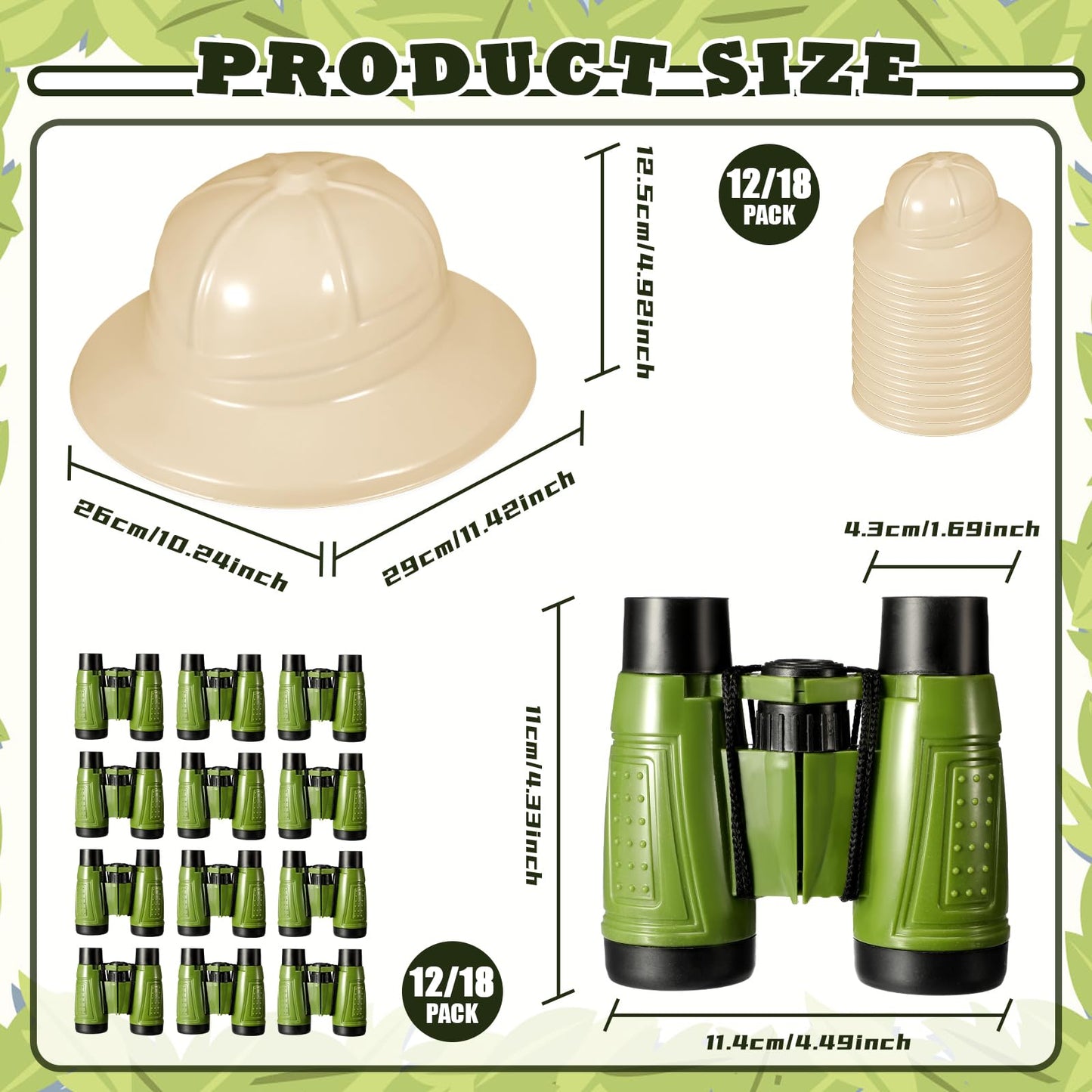 Halloscume 24 Pcs Safari Party Favors Include Binoculars Toy Explorer Party Hats Bulk Jungle Costume Gifts