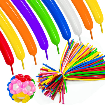 260Q Long Balloons 100 Pack Twisting Animal Balloons Assorted Color Thickening Latex Modeling Long Magic Balloons For Animal Sha