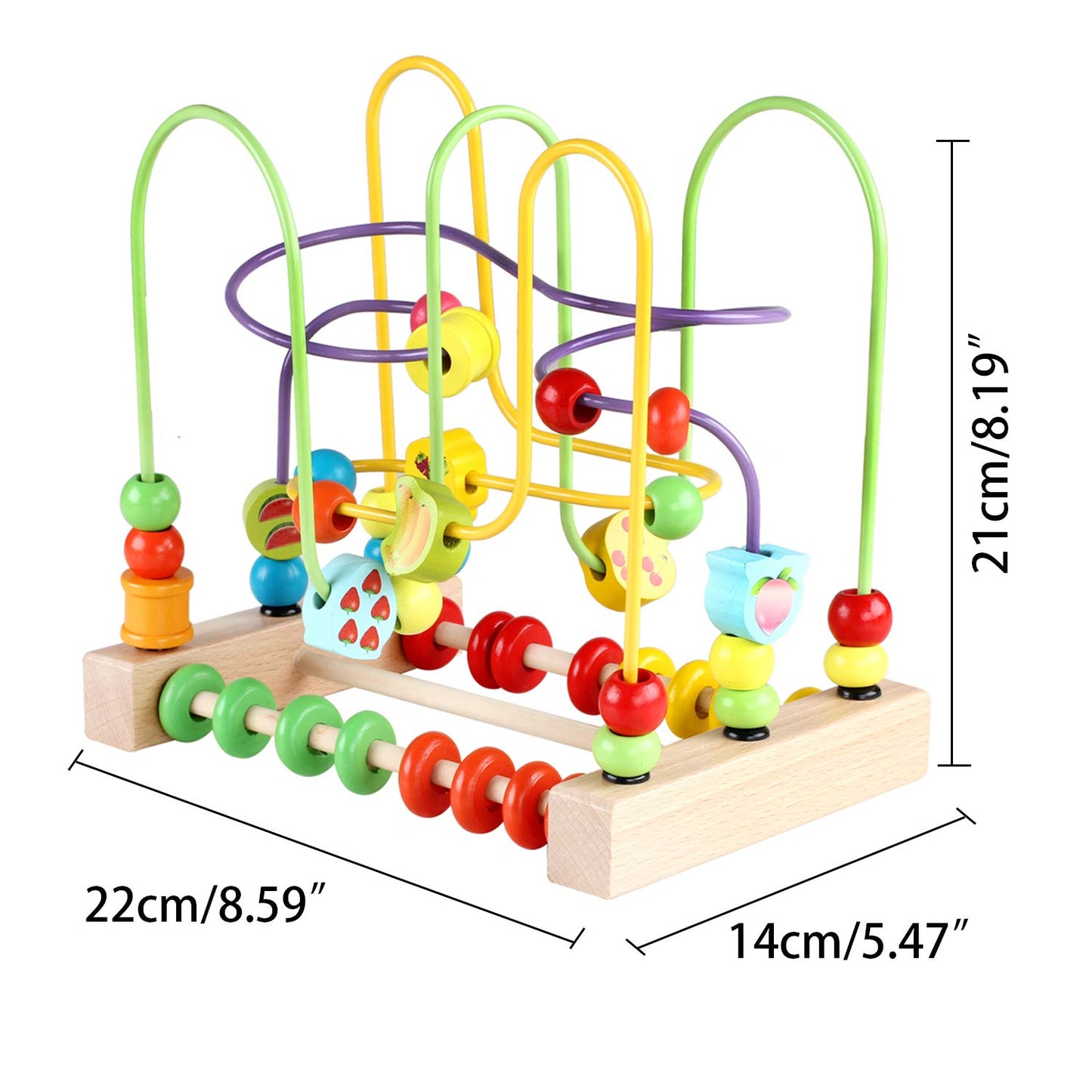 Wondertoys Bead Maze Toy for Kids Wooden Colorful Abacus Roller Coaster Educational Circle Toys Bead Maze Activity Cube Sensory