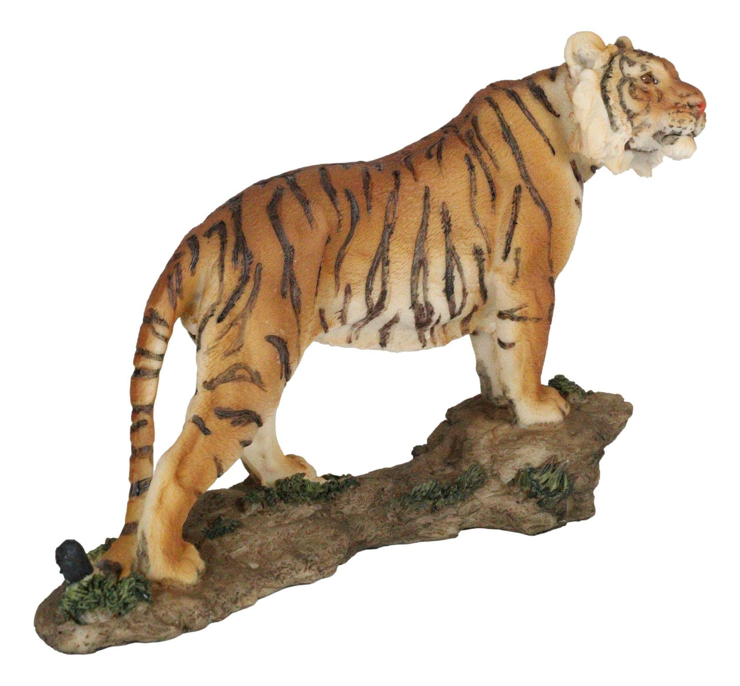 Ebros 7.25' Long Jungle Menace Orange Bengal Tiger Standing On Rock Statue Giant Cat Wild Animal Decorative Figurine