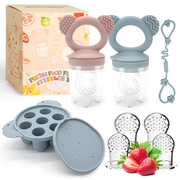 2 Pack Silicone Baby Food Feeders + Mini Freezer Tray For 6 Months+ Infant Solid Food Safe Self Feeding, Bpa Free Breastmilk Pop