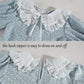Ltakk Pioneer Dress Girls Colonial Costume Prairie Pilgrim Girl Dresses With Ruffled Pinafore, Stone Blue, Xl, Age Over 4 Years