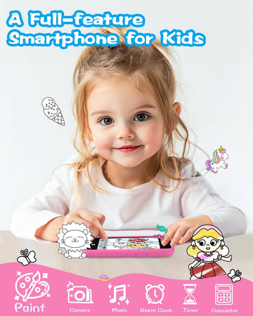 MOMILLA Kids Toys Smart Phone, Girls Toys with 3.97'' Touchscreen Phone, Birthday Gift for Kids Age 3-12, Toddler Toys Learning